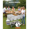image:imageVEVOR 6Pan Commercial Propane Steam Table LP Gas Outdoor Soup Warmer with Drain Valve and 3 Wheels Stainless Steel Propane Food Warmer with Adjustable Temperature for Restaurant Outdoor Camping311 Pan72QT