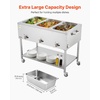 image:imageVEVOR 6Pan Commercial Propane Steam Table LP Gas Outdoor Soup Warmer with Drain Valve and 3 Wheels Stainless Steel Propane Food Warmer with Adjustable Temperature for Restaurant Outdoor Camping311 Pan72QT