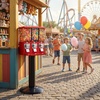 image:imageVEVOR Candy Vending Machine Triple Compartment Candy Vending Machine with Stand Gumball amp Candies Vendings Machines with Builtin Cash Box Detachable Vintage Candies Dispenser for Shops ArcadesRed