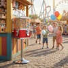 image:imageVEVOR Candy Vending Machine Triple Compartment Candy Vending Machine with Stand Gumball amp Candies Vendings Machines with Builtin Cash Box Detachable Vintage Candies Dispenser for Shops ArcadesRed