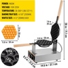 image:imageVEVOR Commercial Bubble Waffle Maker 1400W Egg Bubble Puff Iron w 180 Rotatable 2 Pans amp Wooden Handles Stainless Steel Baker wNonStick Teflon Coating 50250122482 AdjustableBubble Round 1