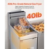 image:imageVEVOR Commercial Deep Fryer 3Burner Fryer for Restaurants Stainless Steel Floor Standing Deep Fryers with Dual Baskets and Adjustable Temperature Propane Powered 40 lbs Capacity 90000 BTUNatural Gas Powered