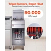 image:imageVEVOR Commercial Deep Fryer 3Burner Fryer for Restaurants Stainless Steel Floor Standing Deep Fryers with Dual Baskets and Adjustable Temperature Propane Powered 40 lbs Capacity 90000 BTUNatural Gas Powered