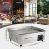 image:imageVEVOR Commercial Electric Griddle 1772 x 1181 inch 1750W 122570F Adjustable Temp Control Stainless Steel Countertop Flat Top Grill with 2 Spatulas 2 Brushes and 4 Foot Pads for Steak22 inch 110V US Plug Flat