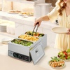 image:imageVEVOR Commercial Food Warmer 1500W Electric Stainless Steel Steam Food Warmer Fast Heating Countertop Buffet Bain Marie with Four 13 Size Food Pans for Catering Restaurants Parties amp Buffets2185 x 1339 x 787 in
