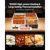 image:imageVEVOR Commercial Food Warmer 1500W Electric Stainless Steel Steam Food Warmer Fast Heating Countertop Buffet Bain Marie with Four 13 Size Food Pans for Catering Restaurants Parties amp Buffets613Pan15CM Depth