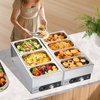 image:imageVEVOR Commercial Food Warmer 1500W Electric Stainless Steel Steam Food Warmer Fast Heating Countertop Buffet Bain Marie with Four 13 Size Food Pans for Catering Restaurants Parties amp Buffets2913 x 1398 x 1063 in