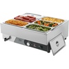 image:imageVEVOR Commercial Food Warmer 1500W Electric Stainless Steel Steam Food Warmer Fast Heating Countertop Buffet Bain Marie with Four 13 Size Food Pans for Catering Restaurants Parties amp Buffets613Pan15CM Depth