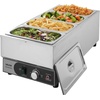 image:imageVEVOR Commercial Food Warmer 1500W Electric Stainless Steel Steam Food Warmer Fast Heating Countertop Buffet Bain Marie with Four 13 Size Food Pans for Catering Restaurants Parties amp Buffets2913 x 1398 x 1063 in