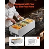 image:imageVEVOR Commercial Food Warmer 1500W Electric Stainless Steel Steam Food Warmer Fast Heating Countertop Buffet Bain Marie with Four 13 Size Food Pans for Catering Restaurants Parties amp Buffets2913 x 1398 x 1063 in