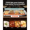image:imageVEVOR Commercial Food Warmer 1500W Electric Stainless Steel Steam Food Warmer with Glass Cover 6 x 12 Size Pans Buffet Bain Marie with Soup amp Perforated Ladles for Catering Restaurant amp Party8x12Pan 96QT