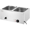 image:imageVEVOR Commercial Food Warmer 1500W Electric Stainless Steel Steam Food Warmer with Lid 4Pan Fast Heating Countertop Buffet Bain Marie with Soup amp Perforated Ladles for Catering Restaurant Party2x12Pan 24QT
