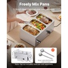 image:imageVEVOR Commercial Food Warmer 1500W Electric Stainless Steel Steam Food Warmer with Lid 4Pan Fast Heating Countertop Buffet Bain Marie with Soup amp Perforated Ladles for Catering Restaurant Party3x13Pan 24QT