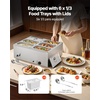image:imageVEVOR Commercial Food Warmer 1500W Electric Stainless Steel Steam Food Warmer with Lid 4Pan Fast Heating Countertop Buffet Bain Marie with Soup amp Perforated Ladles for Catering Restaurant Party6x13Pan 48QT