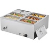 image:imageVEVOR Commercial Food Warmer 1500W Electric Stainless Steel Steam Food Warmer with Lid 4Pan Fast Heating Countertop Buffet Bain Marie with Soup amp Perforated Ladles for Catering Restaurant Party6x13Pan 48QT