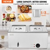 image:imageVEVOR Commercial Food Warmer 1500W Electric Stainless Steel Steam Food Warmer with Lid 4Pan Fast Heating Countertop Buffet Bain Marie with Soup amp Perforated Ladles for Catering Restaurant Party2x12Pan 24QT