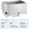 image:imageVEVOR Commercial Food Warmer 1500W Electric Stainless Steel Steam Food Warmer with Lid 4Pan Fast Heating Countertop Buffet Bain Marie with Soup amp Perforated Ladles for Catering Restaurant Party12x20 Full Pan with display