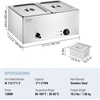 image:imageVEVOR Commercial Food Warmer 1500W Electric Stainless Steel Steam Food Warmer with Lid 4Pan Fast Heating Countertop Buffet Bain Marie with Soup amp Perforated Ladles for Catering Restaurant Party2x12Pan 24QT