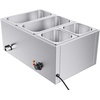 image:imageVEVOR Commercial Food Warmer 1500W Electric Stainless Steel Steam Food Warmer with Lid 4Pan Fast Heating Countertop Buffet Bain Marie with Soup amp Perforated Ladles for Catering Restaurant Party2x13Pan and 2x16Pan 24QT