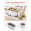 image:imageVEVOR Commercial Food Warmer 1500W Electric Stainless Steel Steam Food Warmer with Lid 4Pan Fast Heating Countertop Buffet Bain Marie with Soup amp Perforated Ladles for Catering Restaurant Party1x13Pan and 4x16Pan 24QT