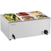 image:imageVEVOR Commercial Food Warmer 1500W Electric Stainless Steel Steam Food Warmer with Lid 4Pan Fast Heating Countertop Buffet Bain Marie with Soup amp Perforated Ladles for Catering Restaurant Party1x13Pan and 4x16Pan 24QT