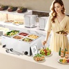 image:imageVEVOR Commercial Food Warmer 1500W Electric Stainless Steel Steam Food Warmer with Lid 4Pan Fast Heating Countertop Buffet Bain Marie with Soup amp Perforated Ladles for Catering Restaurant Party1x13Pan and 4x16Pan 24QT