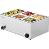 image:imageVEVOR Commercial Food Warmer 1500W Electric Stainless Steel Steam Food Warmer with Lid 4Pan Fast Heating Countertop Buffet Bain Marie with Soup amp Perforated Ladles for Catering Restaurant Party1x13Pan and 4x16Pan 24QT
