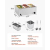 image:imageVEVOR Commercial Food Warmer 1500W Electric Stainless Steel Steam Food Warmer with Lid 4Pan Fast Heating Countertop Buffet Bain Marie with Soup amp Perforated Ladles for Catering Restaurant Party1x13Pan and 4x16Pan 24QT