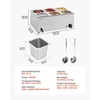 image:imageVEVOR Commercial Food Warmer 1500W Electric Stainless Steel Steam Food Warmer with Lid 4Pan Fast Heating Countertop Buffet Bain Marie with Soup amp Perforated Ladles for Catering Restaurant Party6x16Pan 24QT
