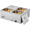 image:imageVEVOR Commercial Food Warmer 1500W Electric Stainless Steel Steam Food Warmer with Lid 4Pan Fast Heating Countertop Buffet Bain Marie with Soup amp Perforated Ladles for Catering Restaurant Party4x12Pan48QT