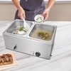 image:imageVEVOR Commercial Food Warmer 1500W Electric Stainless Steel Steam Food Warmer with Lid 4Pan Fast Heating Countertop Buffet Bain Marie with Soup amp Perforated Ladles for Catering Restaurant Party2x12Pan 24QT