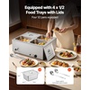 image:imageVEVOR Commercial Food Warmer 1500W Electric Stainless Steel Steam Food Warmer with Lid 4Pan Fast Heating Countertop Buffet Bain Marie with Soup amp Perforated Ladles for Catering Restaurant Party4x12Pan48QT
