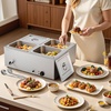 image:imageVEVOR Commercial Food Warmer 1500W Electric Stainless Steel Steam Food Warmer with Lid 4Pan Fast Heating Countertop Buffet Bain Marie with Soup amp Perforated Ladles for Catering Restaurant Party4x12Pan48QT