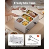 image:imageVEVOR Commercial Food Warmer 1500W Electric Stainless Steel Steam Food Warmer with Lid 4Pan Fast Heating Countertop Buffet Bain Marie with Soup amp Perforated Ladles for Catering Restaurant Party2x13Pan and 2x16Pan 24QT