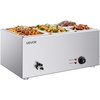 image:imageVEVOR Commercial Food Warmer 1500W Electric Stainless Steel Steam Food Warmer with Lid 4Pan Fast Heating Countertop Buffet Bain Marie with Soup amp Perforated Ladles for Catering Restaurant Party2x13Pan and 2x16Pan 24QT