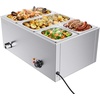 image:imageVEVOR Commercial Food Warmer 1500W Electric Stainless Steel Steam Food Warmer with Lid 4Pan Fast Heating Countertop Buffet Bain Marie with Soup amp Perforated Ladles for Catering Restaurant Party2x13Pan and 2x16Pan 24QT