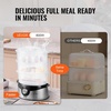 image:imageVEVOR Commercial Food Warmer 1500W Electric Stainless Steel Steam Food Warmer with Lid 4Pan Fast Heating Countertop Buffet Bain Marie with Soup amp Perforated Ladles for Catering Restaurant Party95Qt