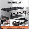 image:imageVEVOR Commercial Gas Stove with 6 Burners Propane and Natural Gas Countertop Cooking Stove Range Stainless Steel Gas Hot Plate Commercial Cooking Equipment for Restaurant 168000 BTU6 Burners