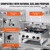 image:imageVEVOR Commercial Gas Stove with 6 Burners Propane and Natural Gas Countertop Cooking Stove Range Stainless Steel Gas Hot Plate Commercial Cooking Equipment for Restaurant 168000 BTU4 Burners