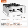 image:imageVEVOR Commercial Gas Stove with 6 Burners Propane and Natural Gas Countertop Cooking Stove Range Stainless Steel Gas Hot Plate Commercial Cooking Equipment for Restaurant 168000 BTU4 Burners