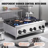 image:imageVEVOR Commercial Gas Stove with 6 Burners Propane and Natural Gas Countertop Cooking Stove Range Stainless Steel Gas Hot Plate Commercial Cooking Equipment for Restaurant 168000 BTU6 Burners