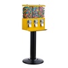 image:imageVEVOR Commercial Vending Machine Triple Compartment Candy Dispenser with Iron Stand Gumball and Candy Machine for Business Coin Operated Gumball Bank for Toy Capsules Bouncy Balls Candy Nut YellowYellow
