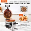 image:imageVEVOR Commercial Waffle Maker DualHead Round Waffle Baker Machine 2460W NonStick Stainless Steel Belgian Waffle Iron with Temp and Time Control Handle for Restaurant Bakery Snack Bar Family4Pcs2