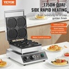 image:imageVEVOR Commercial Waffle Maker DualHead Round Waffle Baker Machine 2460W NonStick Stainless Steel Belgian Waffle Iron with Temp and Time Control Handle for Restaurant Bakery Snack Bar Family41Pcs