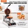 image:imageVEVOR Commercial Waffle Maker DualHead Round Waffle Baker Machine 2460W NonStick Stainless Steel Belgian Waffle Iron with Temp and Time Control Handle for Restaurant Bakery Snack Bar Family4Pcs