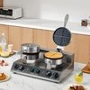 image:imageVEVOR Commercial Waffle Maker DualHead Round Waffle Baker Machine 2460W NonStick Stainless Steel Belgian Waffle Iron with Temp and Time Control Handle for Restaurant Bakery Snack Bar Family24Pcs