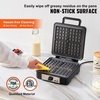 image:imageVEVOR Commercial Waffle Maker DualHead Round Waffle Baker Machine 2460W NonStick Stainless Steel Belgian Waffle Iron with Temp and Time Control Handle for Restaurant Bakery Snack Bar Family4Pcs Large