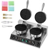 image:imageVEVOR Commercial Waffle Maker DualHead Round Waffle Baker Machine 2460W NonStick Stainless Steel Belgian Waffle Iron with Temp and Time Control Handle for Restaurant Bakery Snack Bar Family24Pcs