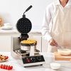 image:imageVEVOR Commercial Waffle Maker DualHead Round Waffle Baker Machine 2460W NonStick Stainless Steel Belgian Waffle Iron with Temp and Time Control Handle for Restaurant Bakery Snack Bar Family4Pcs