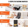 image:imageVEVOR Commercial Waffle Maker DualHead Round Waffle Baker Machine 2460W NonStick Stainless Steel Belgian Waffle Iron with Temp and Time Control Handle for Restaurant Bakery Snack Bar Family4Pcs Large